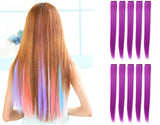 23" Straight Colored Party Highlight Clip on in Hair Extensions Multiple Colors