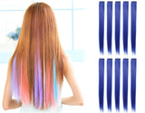 23" Straight Colored Party Highlight Clip on in Hair Extensions Multiple Colors