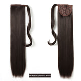 24" Straight Wrap Around Ponytail Extension for Women - Synthetic Hair