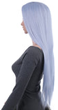 31 Inches Silver Blue Straight Long Synthetic Hair Wig with Wig Cap