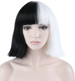 10 Inches Short Straight Flapper Bob Black & White Hair Wig