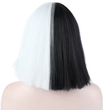 10 Inches Short Straight Flapper Bob Black & White Hair Wig