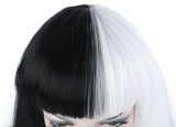 10 Inches Short Straight Flapper Bob Black & White Hair Wig