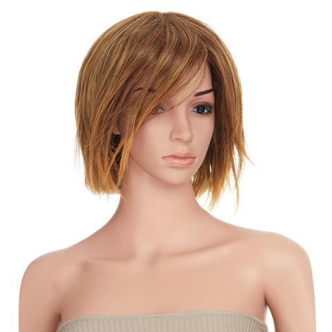 13 Inches Short Straight Honey Blonde Bob Synthetic Hair Full Wig with Wig Cap