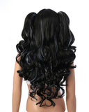 Lolita Multi-Color Long Curly Claw Clip on Ponytail Cosplay Heat Friendly Party Costume Wigs