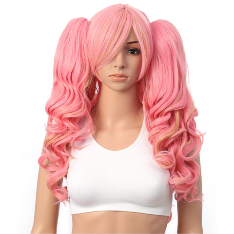 Lolita Multi-Color Long Curly Claw Clip on Ponytail Cosplay Heat Friendly Party Costume Wigs - OneDor