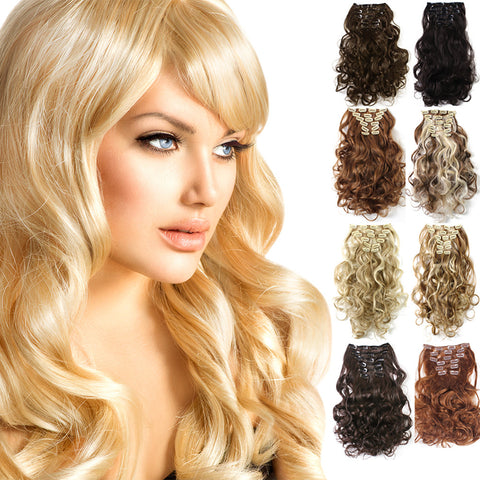 20" Curly Full Head Clip in Clip on Synthetic Hair Extensions 7 pcs 140g