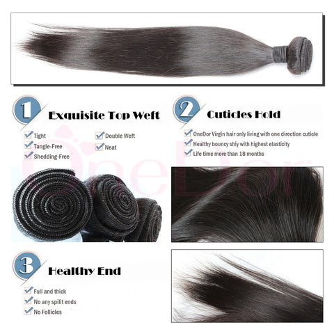 Virgin Brazilian Afro Remy Human Hair Extensions Unprocessed Natural Black Hair Weft Hair Weaving 100g/Bundle - OneDor