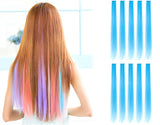 23" Straight Colored Party Highlight Clip on in Hair Extensions Multiple Colors