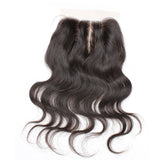 Virgin Brazilian Afro Human Hair Bleached Knots Three Part Body Wave Lace Closure Natural Black 4" x 4"