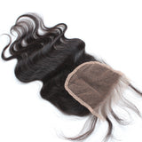 Virgin Brazilian Afro Human Hair Bleached Knots Free Part Body Wave Lace Closure Natural Black 4" x 4"