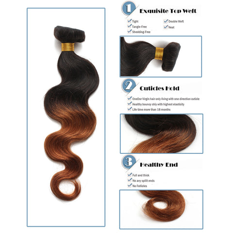 Virgin Brazilian Afro Remy Human Hair Extensions Ombre TwoTone Hair Weft Hair Weaving 100g/Bundle - OneDor