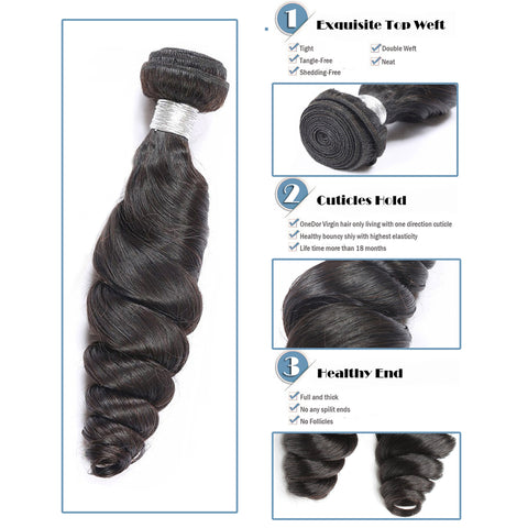 Virgin Brazilian Afro Remy Human Hair Extensions Unprocessed Natural Black Hair Weft Hair Weaving 100g/Bundle - OneDor