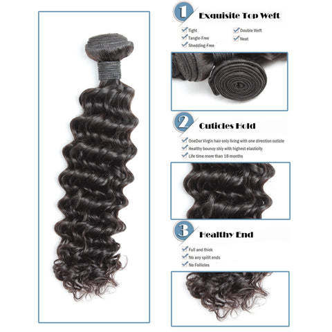 Virgin Brazilian Afro Remy Human Hair Extensions Unprocessed Natural Black Hair Weft Hair Weaving 100g/Bundle - OneDor