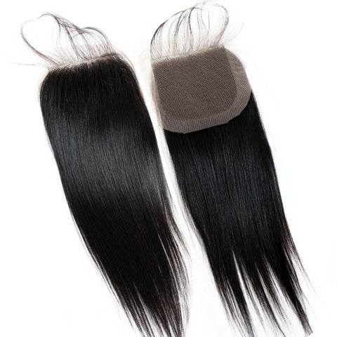 Virgin Brazilian Afro Human Hair Bleached Knots Lace Closure Natural Black 4" x 4" - OneDor